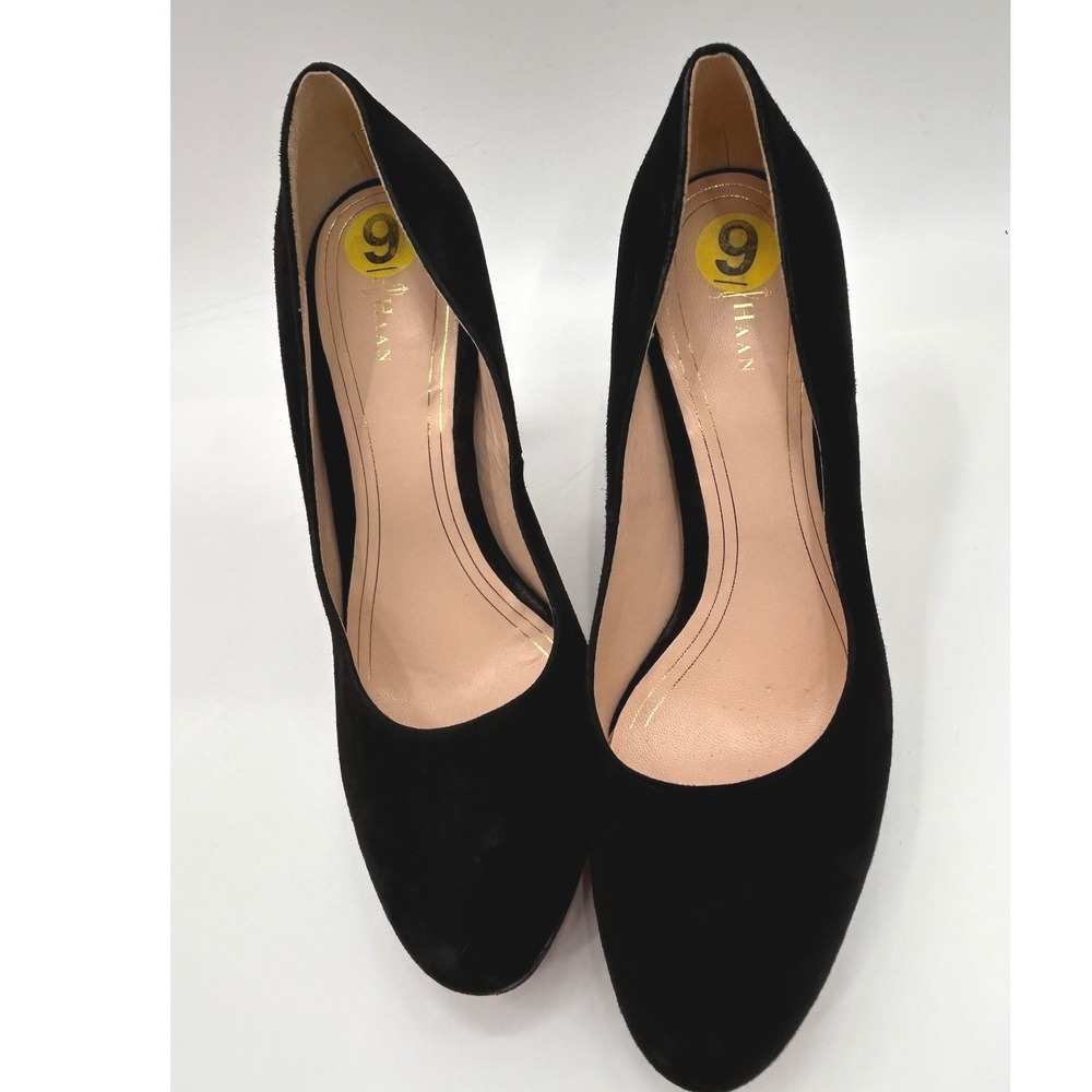 Cole Haan Nike Air Chelsea Black Suede Platform Pumps Heels Womens Size 9B - Picture 6 of 13